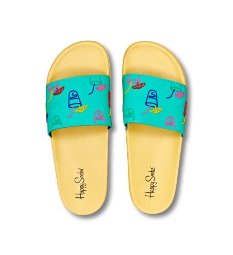 Happy Socks Pool Slider Lemonade, farbenfrohe und fröhliche, Pool-Slider für Männer und Frauen, Gelb (40/41) von Happy Socks
