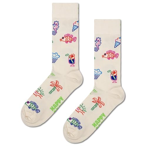 Happy Socks SUMMER LO-FI SOCK weiss (DE/NL/SE/PL, Numerisch, 36, 40, Regular, Regular, Mehrfarbig) von Happy Socks