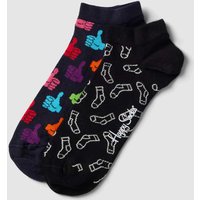 Happy Socks Sneakersocken mit Allover-Print im 2er-Pack Modell 'Thumbs up' in Black, Größe 41/46 von Happy Socks