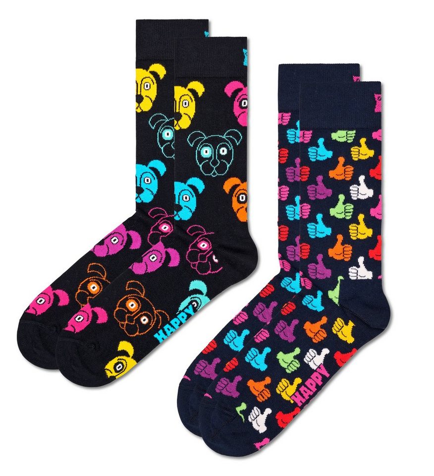 Happy Socks Socken Classic Dog Socks (Packung, 2-Paar) Dog & Thumbs Up Socks von Happy Socks