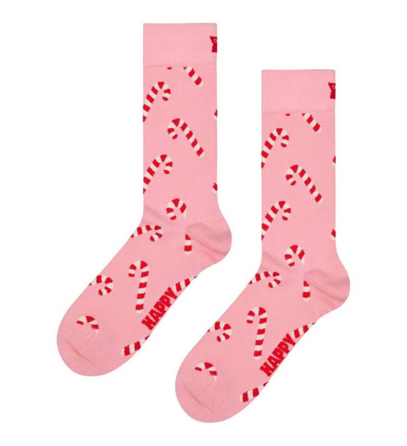 Happy Socks Socken Tagessocke Crew Candy Cane (Zuckerstange) pink - 1 Paar von Happy Socks