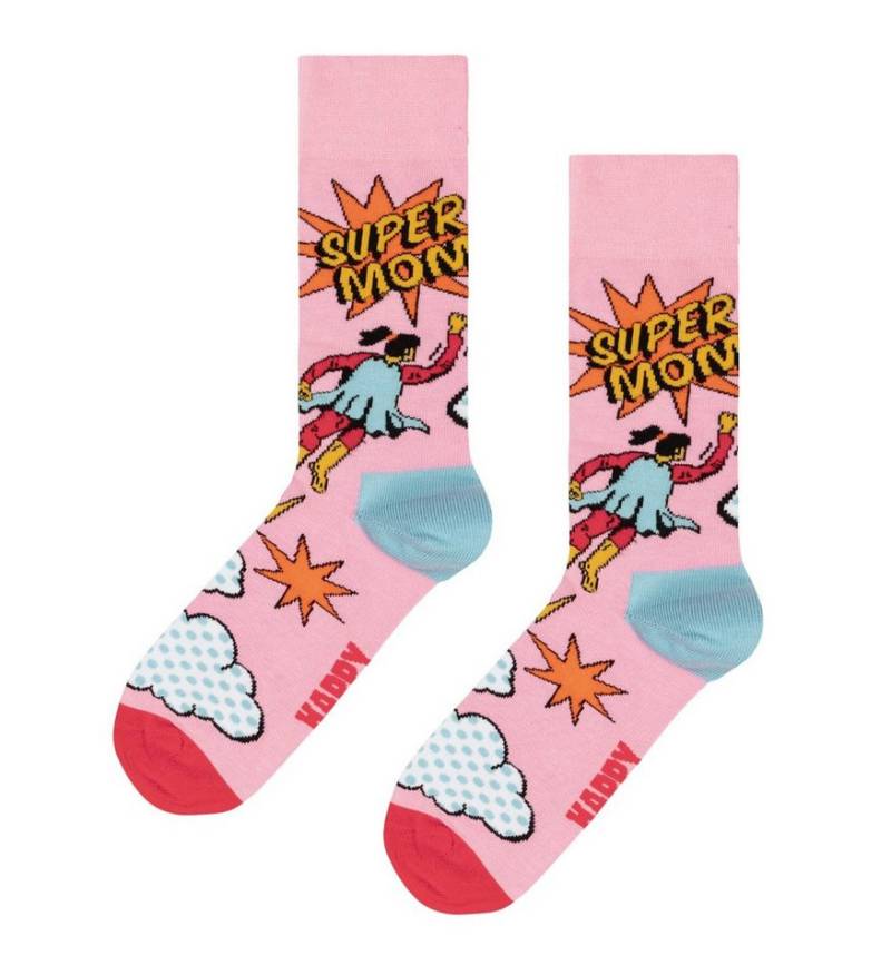 Happy Socks Socken Tagessocke Crew Flying Super Mom pink - 1 Paar von Happy Socks