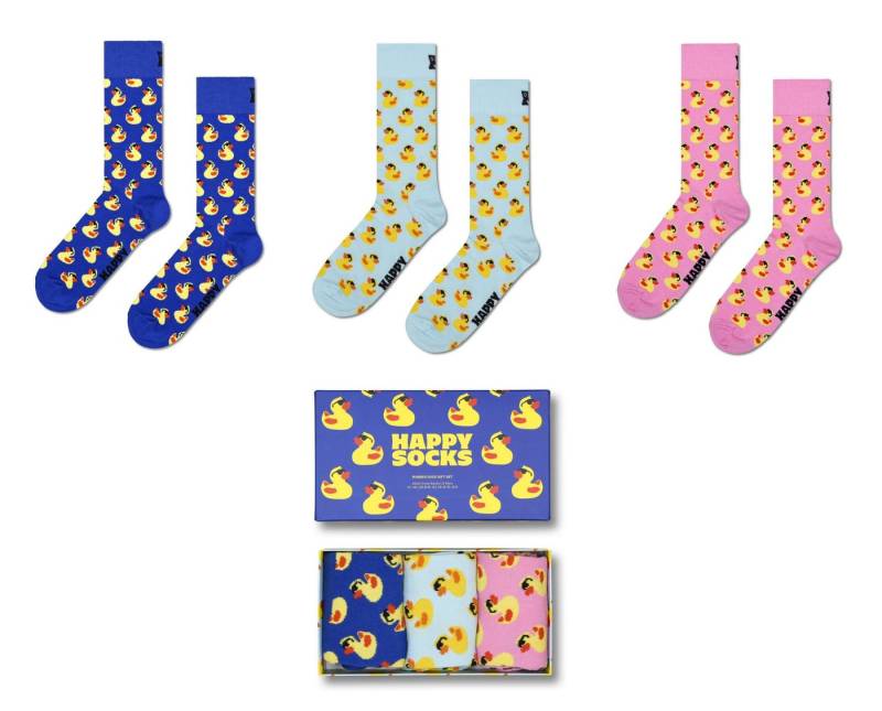 Happy Socks Socken Tagessocke Crew Quietscheente Rubber Duck Geschenkbox - 3er von Happy Socks