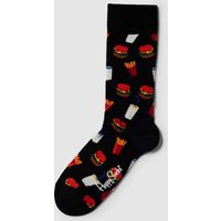 Happy Socks Socken mit Allover-Muster Modell 'BURGER' in Black, Größe 36/40 von Happy Socks