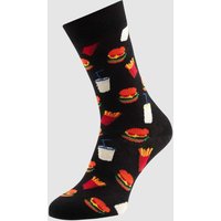 Happy Socks Socken mit Allover-Muster Modell 'BURGER' in Black, Größe 36/40 von Happy Socks