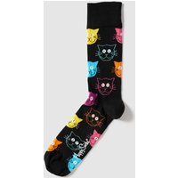 Happy Socks Socken mit Allover-Muster Modell 'Cat' in Black, Größe 36/40 von Happy Socks