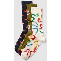 Happy Socks Socken mit Allover-Muster Modell 'Happy Camper' im 3er-Pack in Oliv, Größe 41/46 von Happy Socks