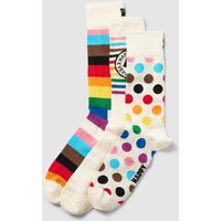 Happy Socks Socken mit Allover-Muster Modell 'Pride' im 3er-Pack in Offwhite, Größe 41/46 von Happy Socks