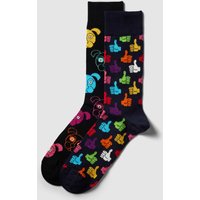 Happy Socks Socken mit Allover-Muster im 2er-Pack in Black, Größe 41/46 von Happy Socks