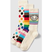 Happy Socks Socken mit Label-Detail im 3er-Pack Modell 'Pride' in Offwhite, Größe 36/40 von Happy Socks