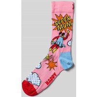 Happy Socks Socken mit Motiv-Stitching Modell 'Flying Super Mom' in Rosa, Größe 36-40 von Happy Socks