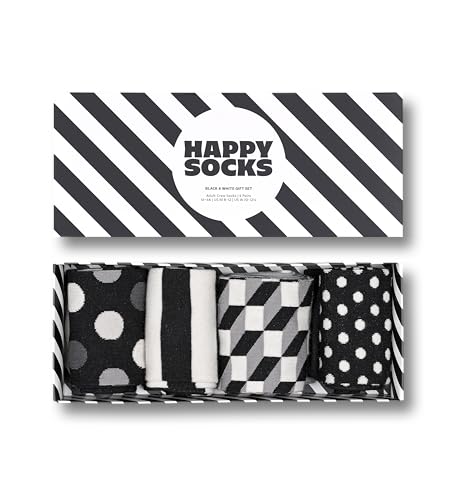 Happy Socks Unisex 4-Pack Classic Black & White Gift Set Socken, Multi, S (4er Pack) von Happy Socks