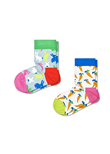 Happy Socks Unisex Baby 2-Pack Kids Bunny Sock, Multicolor, 0-12 Monate (2er Pack) von Happy Socks