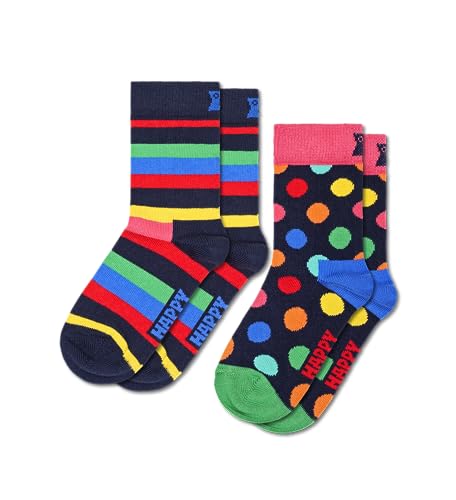 Happy Socks Unisex Baby 2-Pack Kinder Stripe Socken, bleu, 1/2 Jahre EU (2er Pack) von Happy Socks