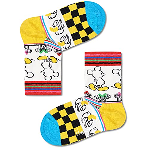 Happy Socks Unisex Baby Kids Sunny Sketch Sock, Schwarz-Blau-Rot-Weiß-Gelb, 41-46 von Happy Socks