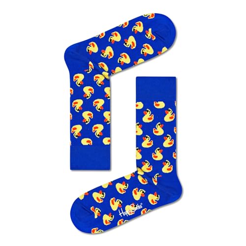 Happy Socks Unisex Badeente Socken, Blau, Gelb, Schwarz, Orange, M/L von Happy Socks