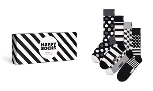 Happy Socks Unisex 4-Pack Classic Black & White Gift Set Socken, Multi, 7-11 (4er Pack) von Happy Socks