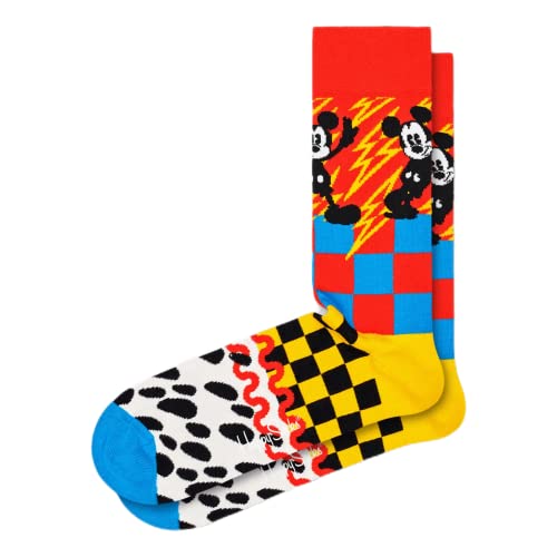 Happy Socks Unisex Disney Mickey-Time Socken, Rot-Gelb-Blau, 41-46 von Happy Socks