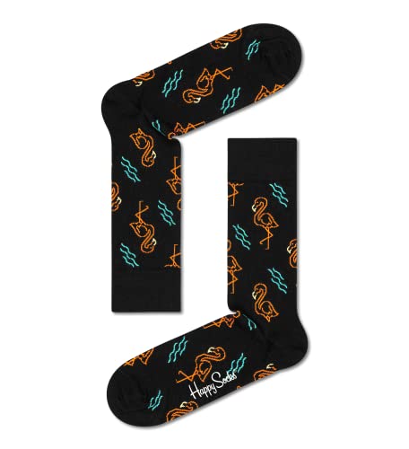 Happy Socks Unisex Flamingo-Socken, Schwarz, 36-40 von Happy Socks