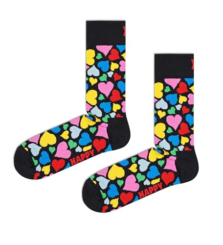 Happy Socks Unisex Heart Socken, Nero, Rosa, Rosso, Verde, Giallo, Blu, 41-46 von Happy Socks