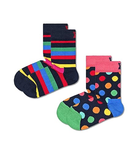 Happy Socks Jungen 2-pack kinderen stripe sokken Socken, Blau, 4-6 Jahre EU von Happy Socks