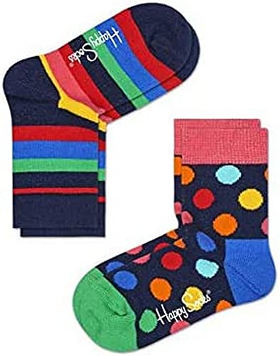 Happy Socks Unisex Kinder 2-pack Kinder Stripe Socken, bleu, 7-9 Jahre EU von Happy Socks