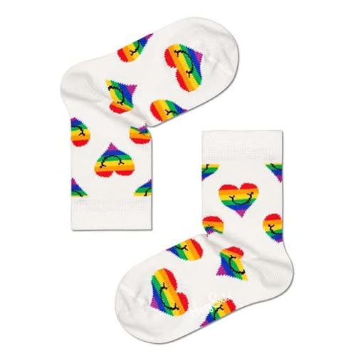 Happy Socks Unisex Kids Pride Smiling Heart Socks, White, 2-3Y von Happy Socks