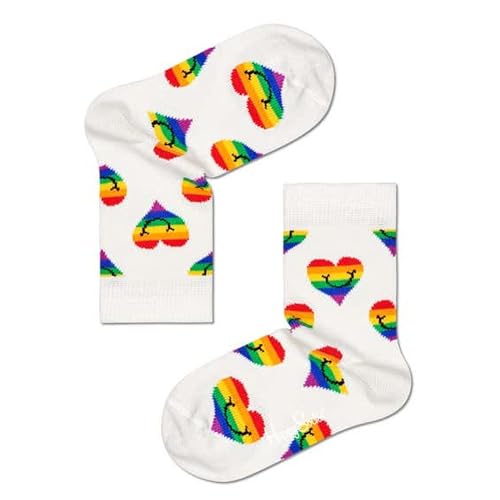 Happy Socks Unisex Kinder Kids Pride Smiling Heart Socks, Weiß, 4-6 Jahre EU von Happy Socks