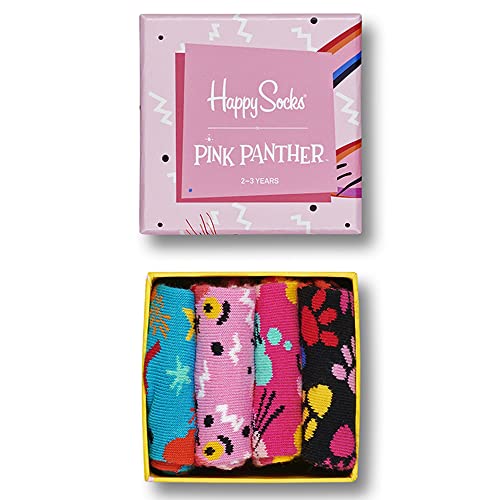 Happy Socks Unisex Kinder Bedruckte Kindersocken, Pink Panther-Socken, Box-Set, Größe 2-3 Jahre, 4 Paar HS114 von Happy Socks