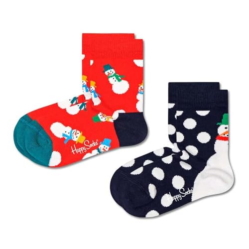 Happy Socks Unisex Kinder Kindersocken mit Schneemann-Motiv, 2 Stück Socken, Multi, 1 Jahr von Happy Socks