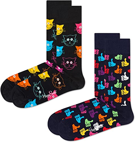 Happy Socks Unisex 2-Pack Classic Cat Socken, Schwarz, 36-40 (2er Pack) von Happy Socks