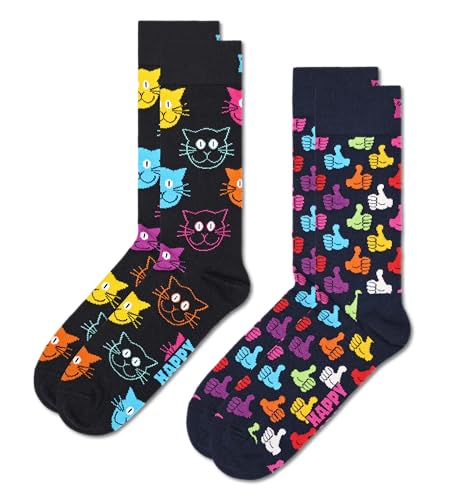 Happy Socks Unisex 2-Pack Classic Cat Socken, Schwarz, 36-40 (2er Pack) von Happy Socks