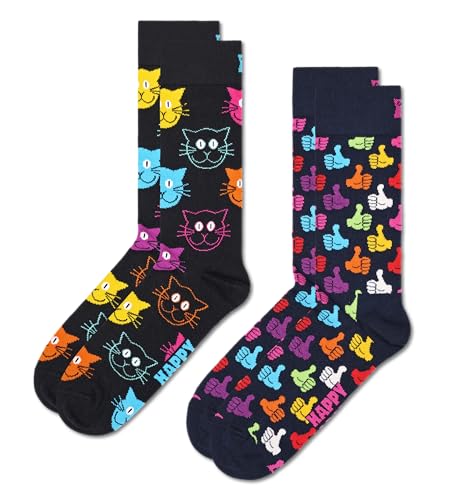 Happy Socks farbenfrohe und fröhliche Socken 2-Pack Classic Cat Socks Größe 36-40 von Happy Socks