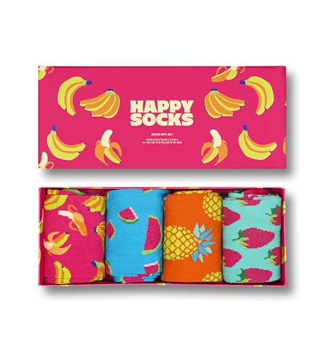 Happy Socks 4-Pack Amazon Banana Socks Box, farbenfrohe und fröhliche, Socken für Männer und Frauen, Größe 41-46 von Happy Socks