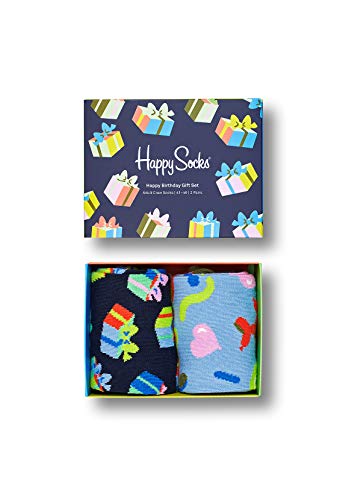 Happy Socks 2-Pack Happy Birthday Socks Set, farbenfrohe und fröhliche, Socken für Männer und Frauen, Mehrfarbig (36-40) von Happy Socks