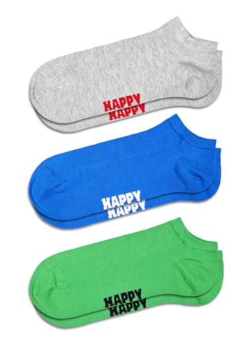 Happy Socks niedrige Socken 3er Pack - Baumwolle Socken - Solids Kollection - Blau, Grün und Grau von Happy Socks