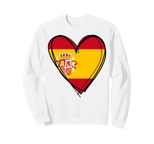 Stolzer spanischer Junge Mädchen Tante Papa Mama Spanien Flagge Herz Grafik Sweatshirt von Happy Spain Nat'l Day I Love Madrid Proud Spaniard