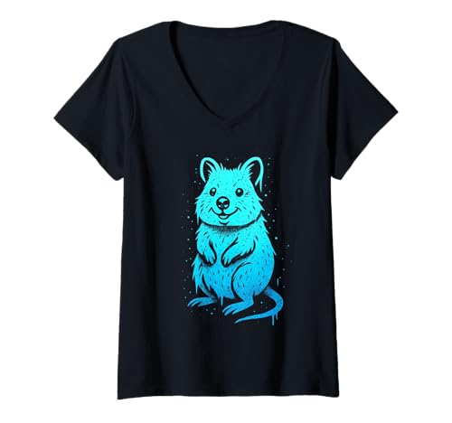 Damen Quokka Graffiti Urbanes Kunstdesign T-Shirt mit V-Ausschnitt Damen Quokka Graffiti Urbanes Kunstdesign T-Shirt mit V-Ausschnitt von Happy Street