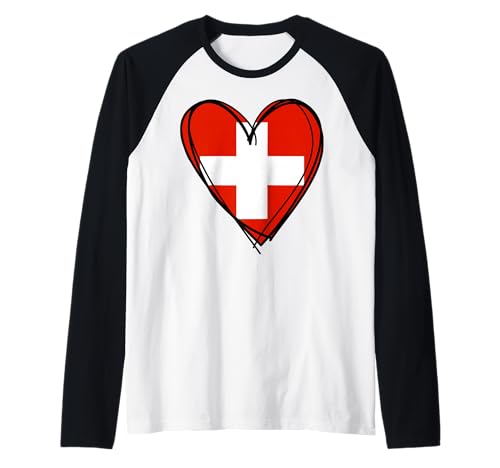 Stolzes Schweizer Flaggenherz für Jungen, Mädchen, Schwester, Tante, Vater, Mama, Schweiz Raglan Stolzes Schweizer Flaggenherz für Jungen, Mädchen, Schwester, Tante, Vater, Mama, Schweiz Raglan von Happy Swiss National Day Proud To Be Swiss Apparel