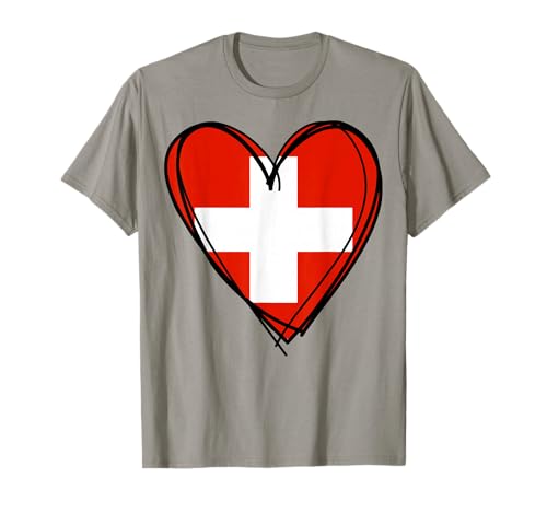 Stolzes Schweizer Flaggenherz für Jungen, Mädchen, Schwester, Tante, Vater, Mama, Schweiz T-Shirt Stolzes Schweizer Flaggenherz für Jungen, Mädchen, Schwester, Tante, Vater, Mama, Schweiz T-Shirt von Happy Swiss National Day Proud To Be Swiss Apparel
