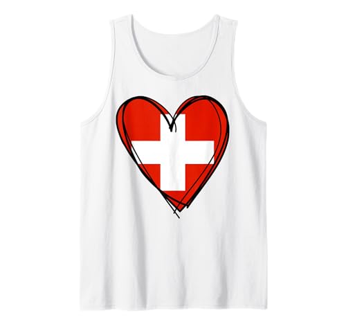 Stolzes Schweizer Flaggenherz für Jungen, Mädchen, Schwester, Tante, Vater, Mama, Schweiz Tank Top Stolzes Schweizer Flaggenherz für Jungen, Mädchen, Schwester, Tante, Vater, Mama, Schweiz Tank Top von Happy Swiss National Day Proud To Be Swiss Apparel