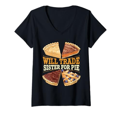 Damen Wird Schwester gegen Kuchenkürbis Torkei Thanksgiving T-Shirt mit V-Ausschnitt Damen Wird Schwester gegen Kuchenkürbis Torkei Thanksgiving T-Shirt mit V-Ausschnitt von Happy Thanksgiving Family Dinner