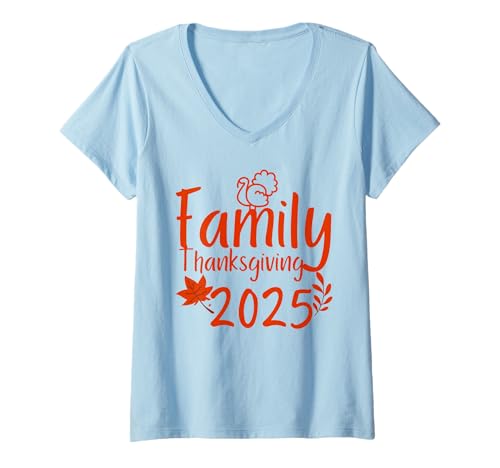 Damen Thanksgiving Crew für die ganze Familie, passend zum Erntedankfest, Herbst 2025 T-Shirt mit V-Ausschnitt Damen Thanksgiving Crew für die ganze Familie, passend zum Erntedankfest, Herbst 2025 T-Shirt mit V-Ausschnitt von Happy Thanksgiving Family Matching Thankful 2025