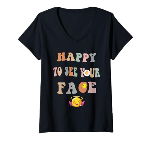 Damen Back to School Teacher Shirt für Damen, bunt, Happy to See You T-Shirt mit V-Ausschnitt Damen Back to School Teacher Shirt für Damen, bunt, Happy to See You T-Shirt mit V-Ausschnitt von Happy To See You Gift Shirts