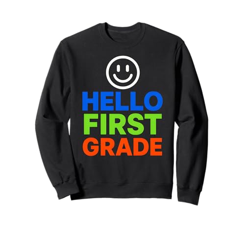 Alles Gute zum ersten Tag Hallo, süße Mädchen aus der ersten Klasse, zurück zur Schule Sweatshirt Alles Gute zum ersten Tag Hallo, süße Mädchen aus der ersten Klasse, zurück zur Schule Sweatshirt von Happy To See Your Face Cute Back To School Outfits
