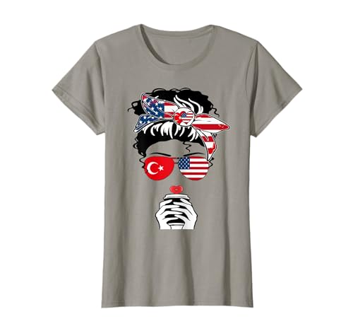 Türkisch Amerikanischer Kaffee Mama Mädchen Schwester Tante Türkei US-Flagge T-Shirt Türkisch Amerikanischer Kaffee Mama Mädchen Schwester Tante Türkei US-Flagge T-Shirt von Happy Turkish American Day Turkish American Pride