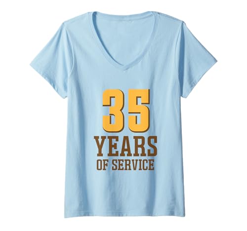 Damen 35 Dienstjahre Lustiges 35-jähriges Arbeitsjubiläum T-Shirt mit V-Ausschnitt Damen 35 Dienstjahre Lustiges 35-jähriges Arbeitsjubiläum T-Shirt mit V-Ausschnitt von Happy Work Anniversary Years of Service Jubilee