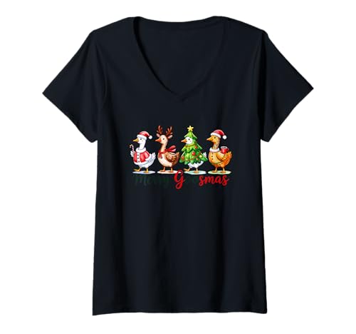 Damen Design für Weihnachten und Winter Gans T-Shirt mit V-Ausschnitt Damen Design für Weihnachten und Winter Gans T-Shirt mit V-Ausschnitt von Happy christmas frohe Weihnachten Gans