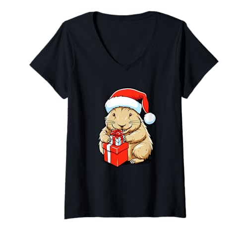 Damen Design für Weihnachten und Winter Capybara T-Shirt mit V-Ausschnitt Damen Design für Weihnachten und Winter Capybara T-Shirt mit V-Ausschnitt von Happy christmas frohe Weihnachten capybara