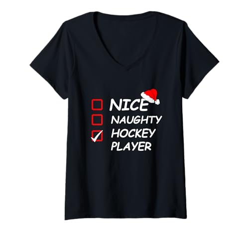 Damen Design für Weihnachten und Winter Hockey Player T-Shirt mit V-Ausschnitt Damen Design für Weihnachten und Winter Hockey Player T-Shirt mit V-Ausschnitt von Happy christmas frohe Weihnachten hockey player